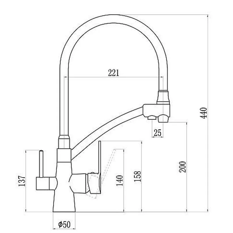Смеситель для кухни с подключением фильтра для воды D-Lin D159317-A,  черный