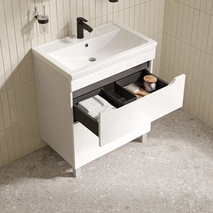 Тумба с умывальником, напольная, 70 см, белый, Ray, IDDIS, RAY70WFi95K