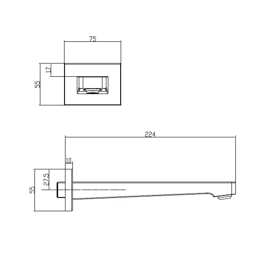 Излив для ванны Villeroy & Boch Architectura Square, никель (TVT12500200064)