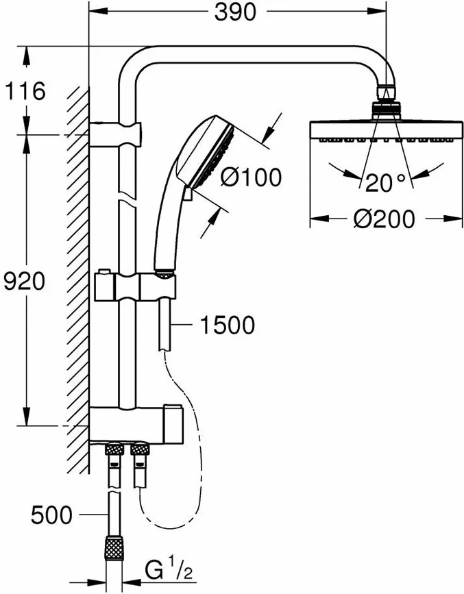 Душевая система Grohe New Tempesta Cosmopolitan 200 с переключателем 26453001 хром