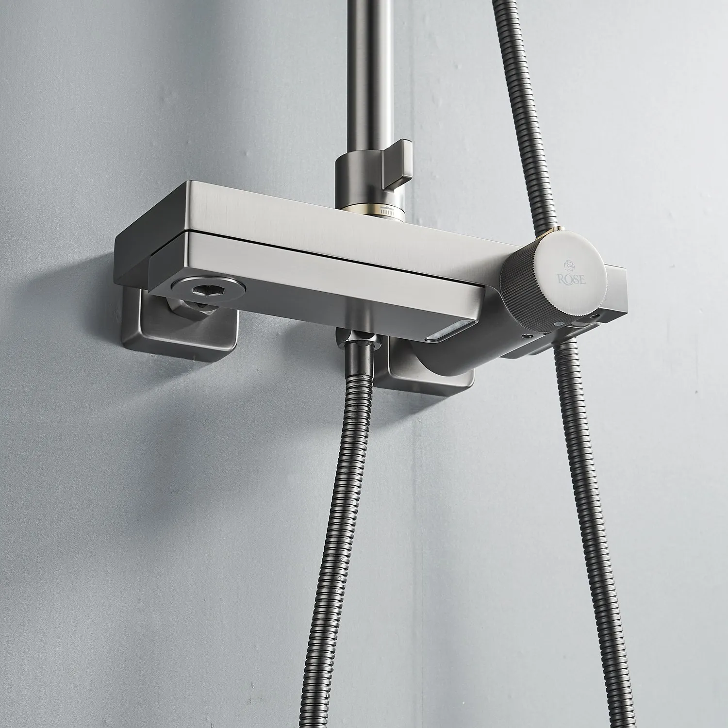 Душевая система с термостатом Rose R1896T, пепельный