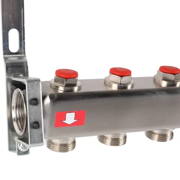 Коллектор Rommer 1"x3/4" на 11 контуров с запорными клапанами (нерж. сталь) (RMS-3200-000011)