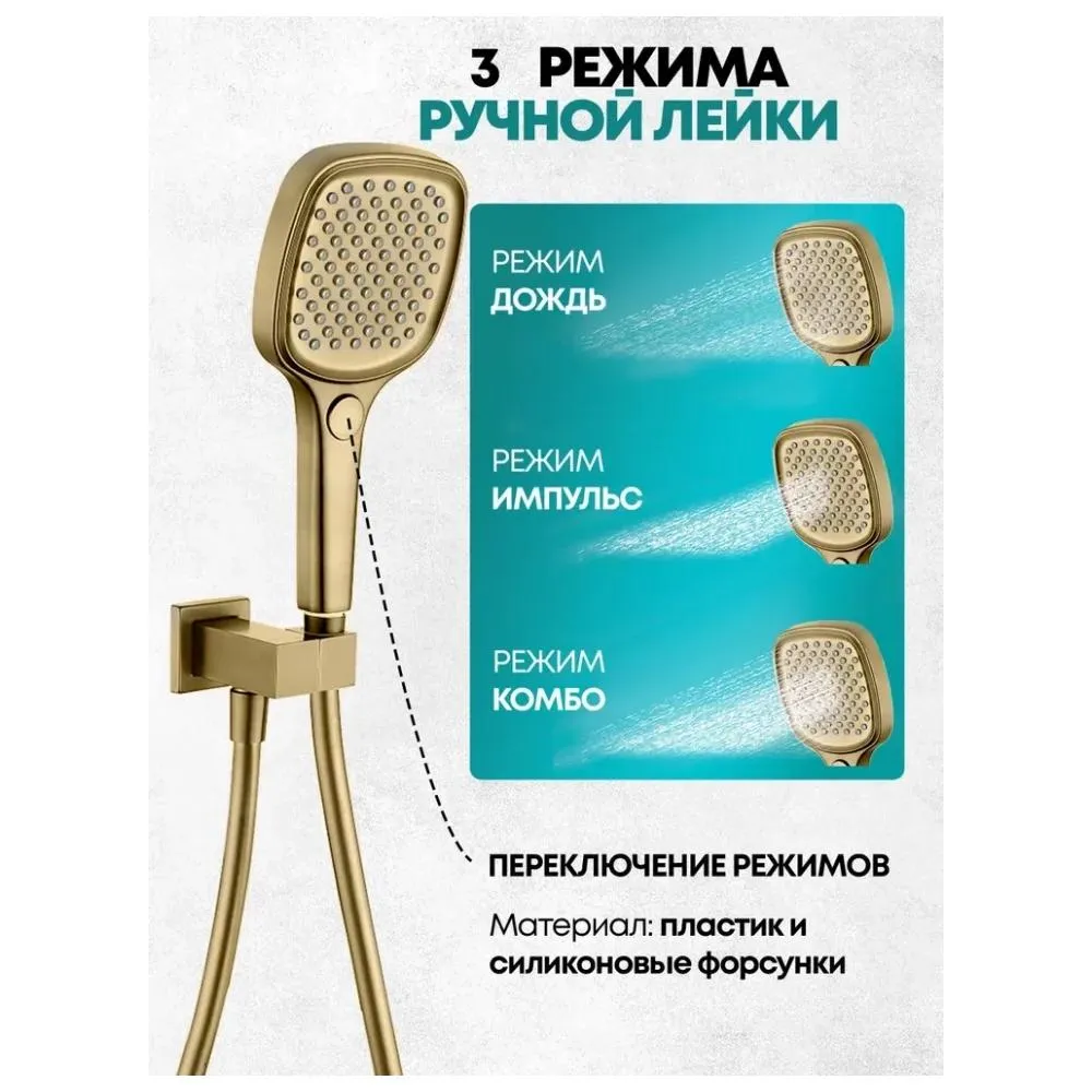 Душевая система встраиваемая (без излива) Grocenberg GB5040MG, матовое золото