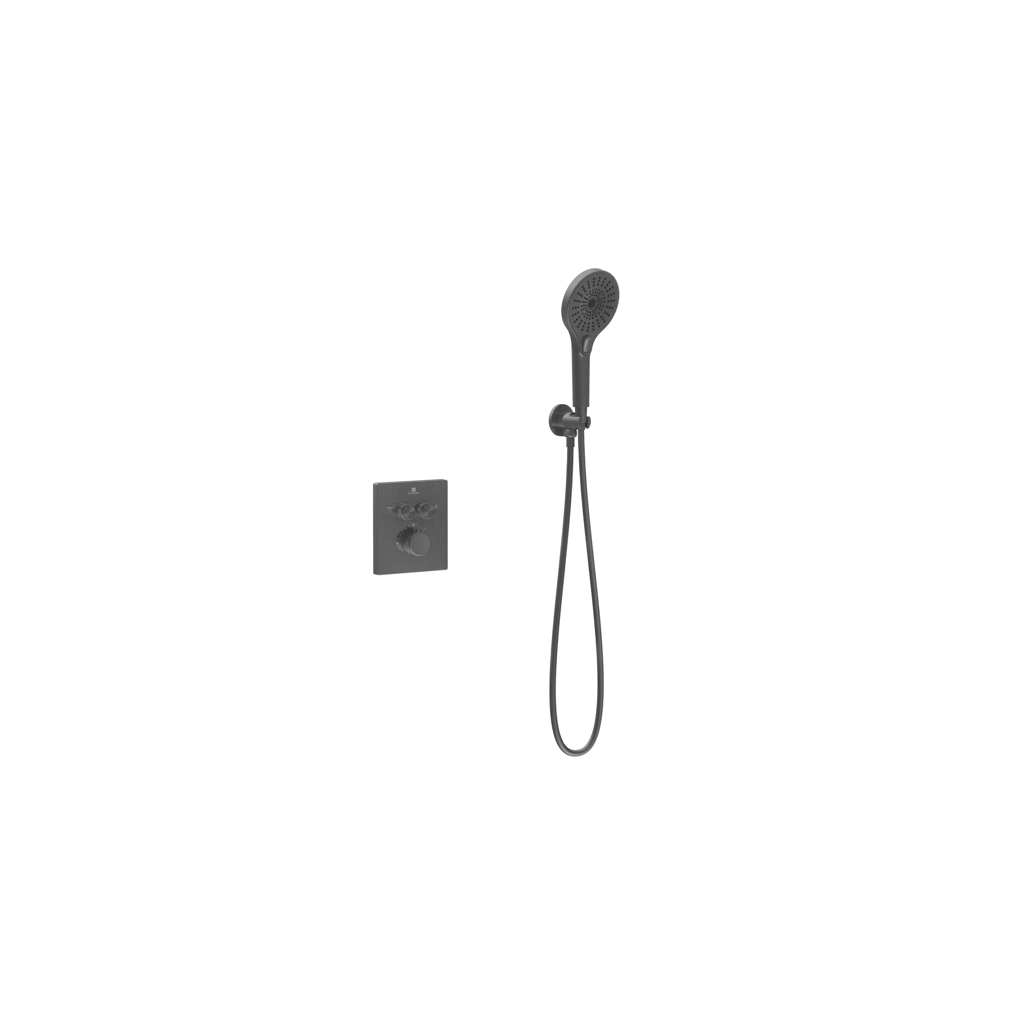 Душевой комплект Vincea Inspire VSFW-3I21MT5GM встраиваемый, термостат, двухрежимный, вороненая сталь
