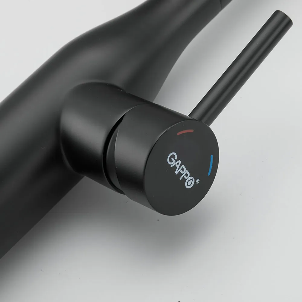 Смеситель для кухни с выдвижным изливом и режимом душ GAPPO G4398-46, черный
