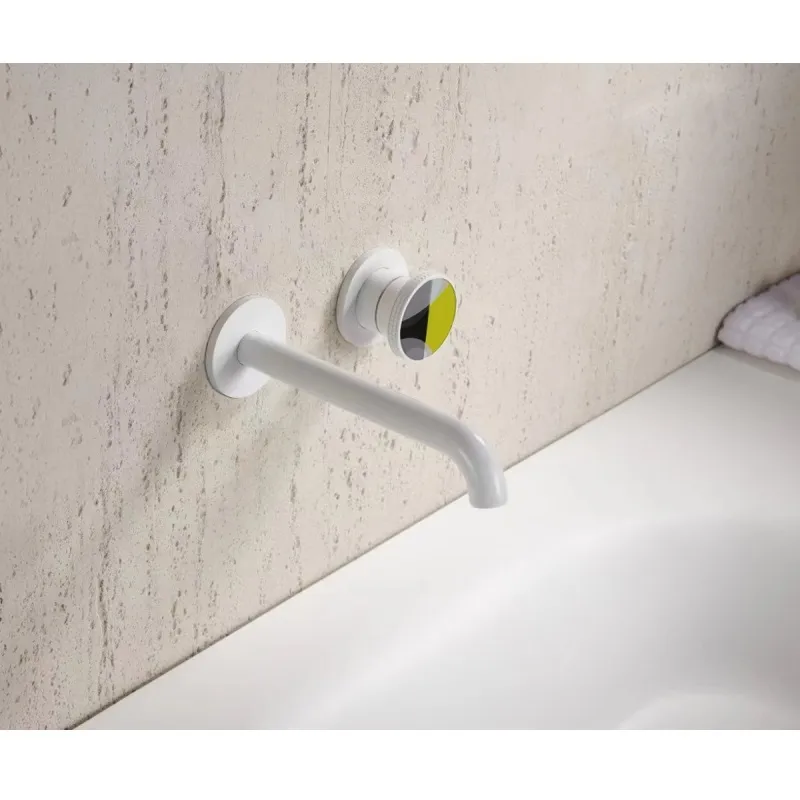 Смеситель для раковины встраиваемый Bronze de Luxe 9007W-Y, белый/желтый