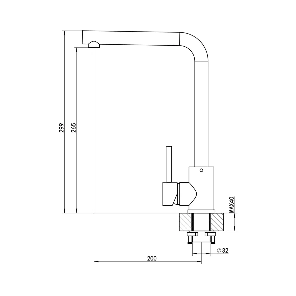 Смеситель для кухни Florentina ФАБИО 313.36H.1123.307, серый шёлк