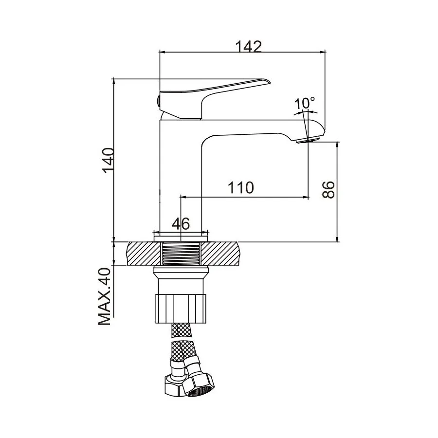 Смеситель для раковины Maretti Alessia AS32RF792, оружейная сталь