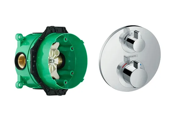 15760990S Set HG Select Highflow термостатический смеситель для душа (15760990+01800180) полированное золото