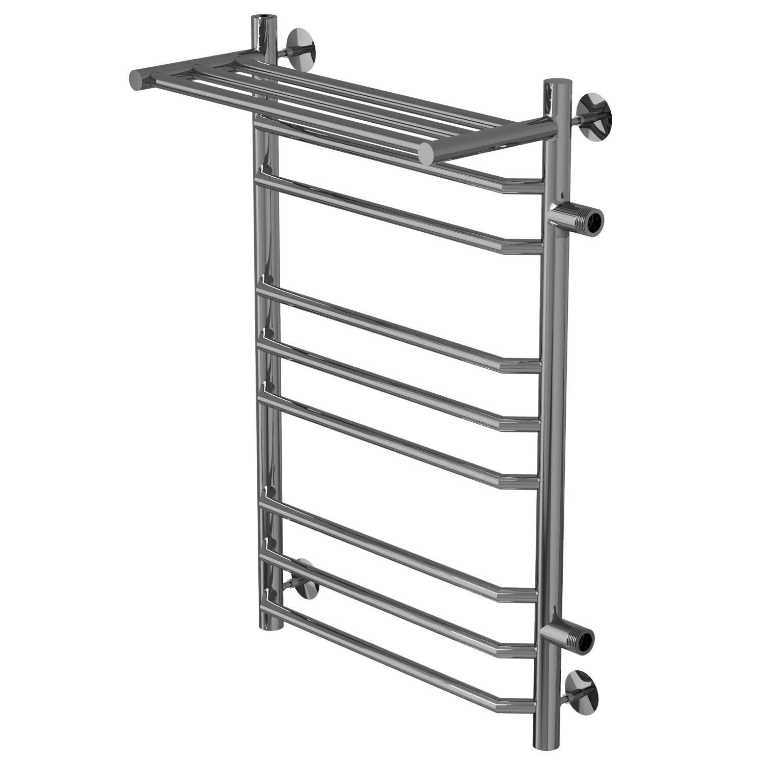 Полотенцесушитель MIXLINE МИРА  80х50х50 г2 (1'' НР, 8 перекладин + ПОЛКА, правое подкл) водяной (556677)