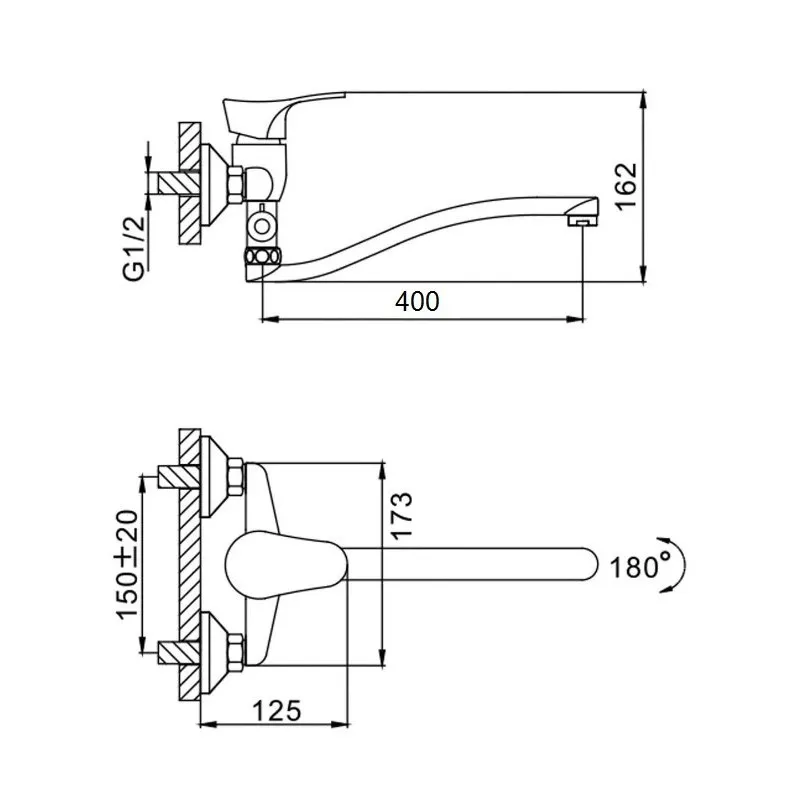 Смеситель для ванны D-Lin D140405-6, хром