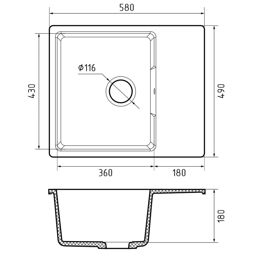 Кухонная мойка GranFest URBAN 658L, песочный