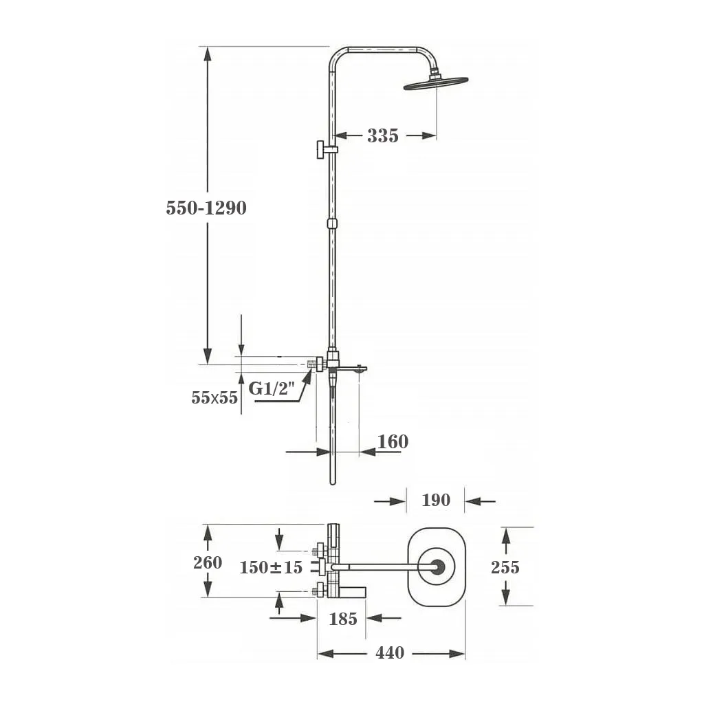 Душевая система Maretti Lorenza LR21RYN842, хром