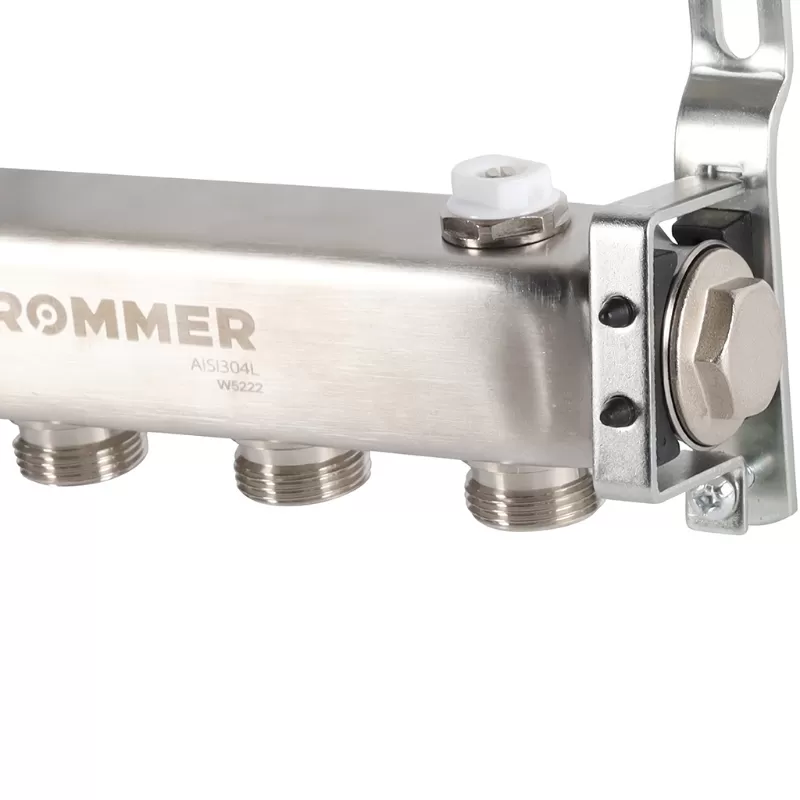 Коллектор Rommer 1"x3/4" на 4 контура для радиаторной разводки (нерж. сталь) (RMS-4401-000004)