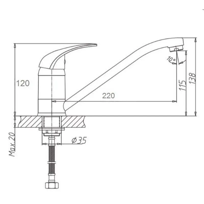 Смеситель для кухни D-Lin D152410, хром