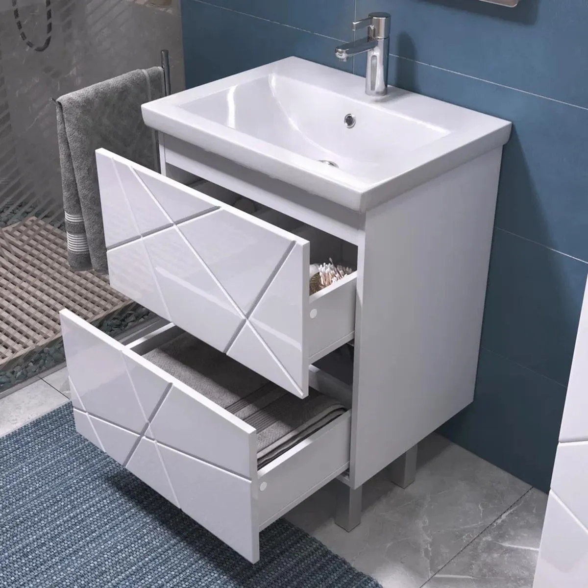 Тумба с раковиной напольная VIGO Geometry 015, 60 см