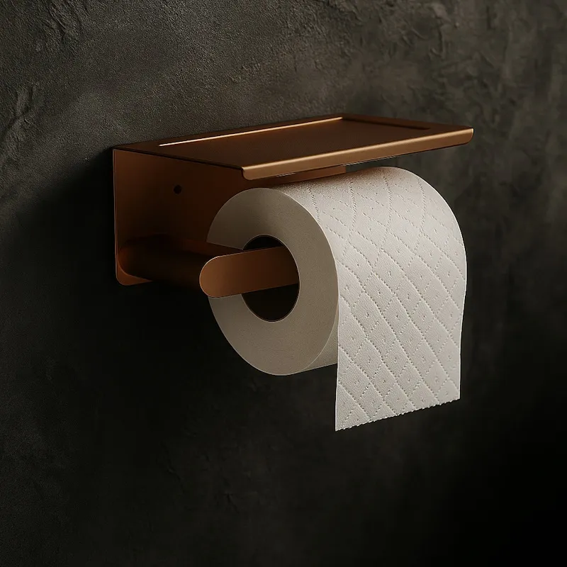 Держатель для туалетной бумаги с полочкой Knotlor PH102RB, бронза