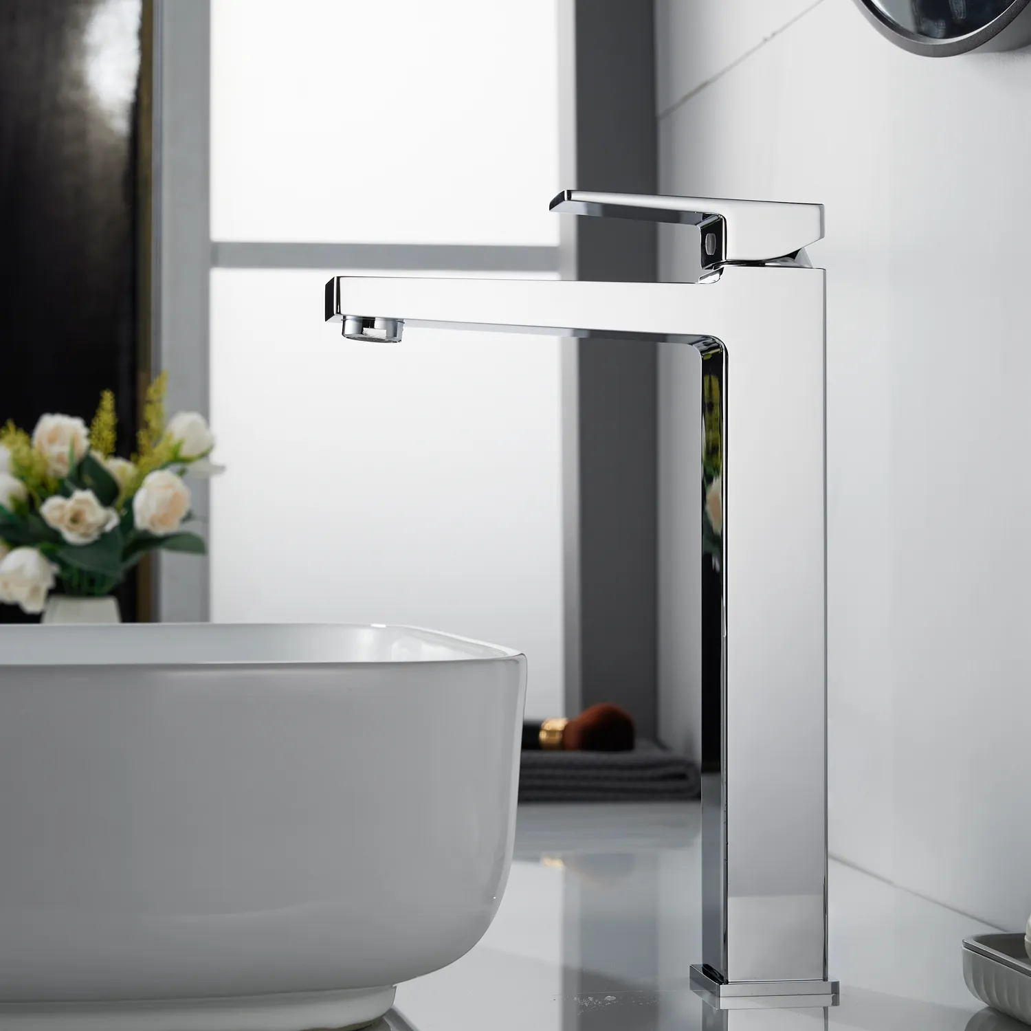 Смеситель для раковины высокий Rose R2811, хром