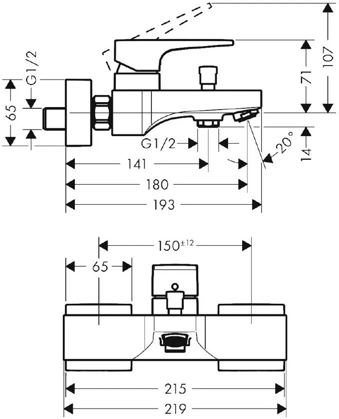 Смеситель Hansgrohe Metropol для ванны мат/белый (32540700)