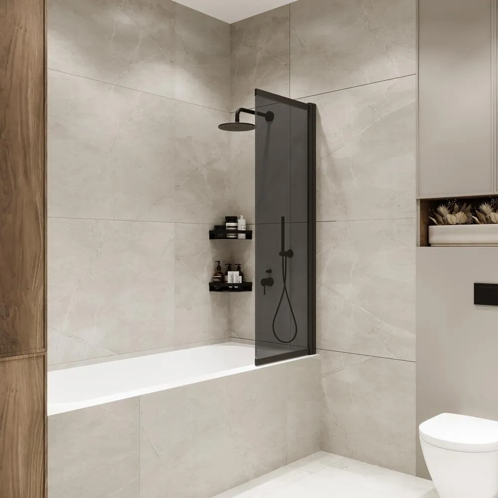 Шторка на ванну слайдер Terminus Ното 150х90 тонированная, черный