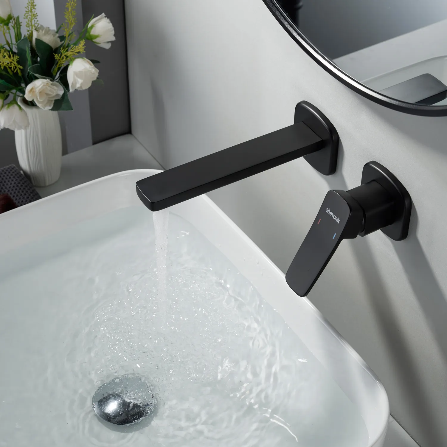 Смеситель для раковины встраиваемый Shevanik S9941H, черный