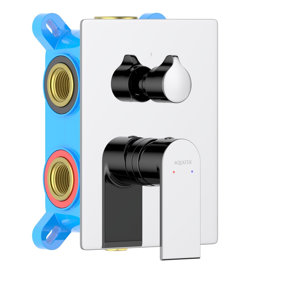 Смеситель для ванны AQUATEK ЛИРА, 3 режима, внешняя и скрытая часть, хром AQ1447CR