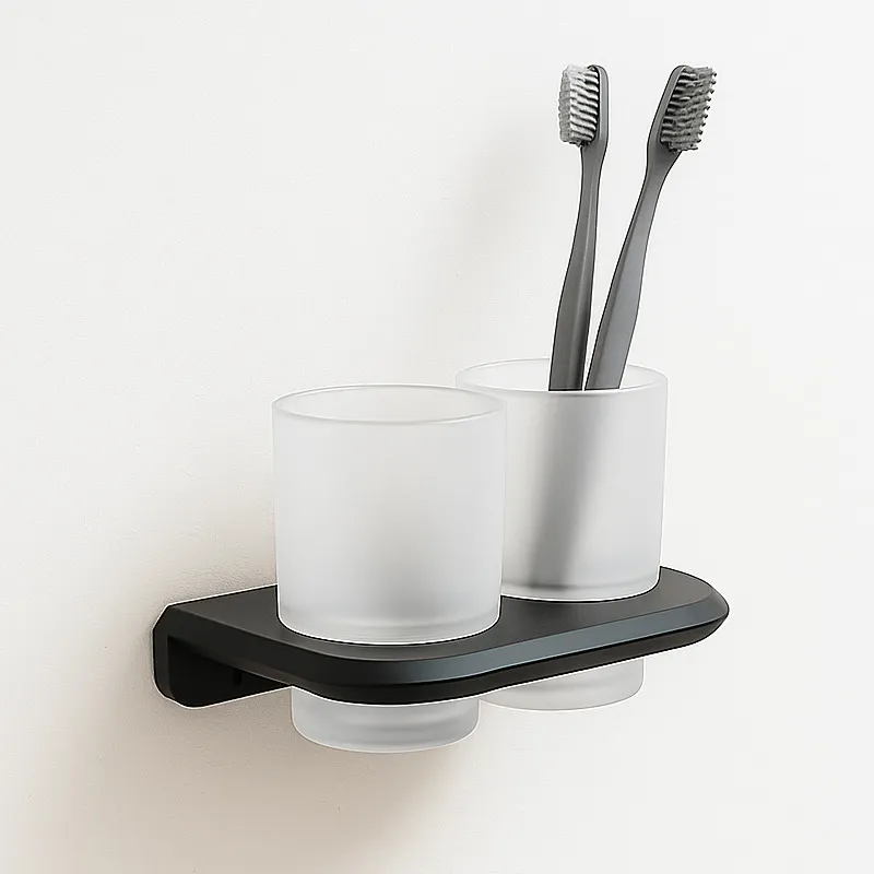 Стакан для ванной комнаты двойной Knotlor SC1032BL, черный