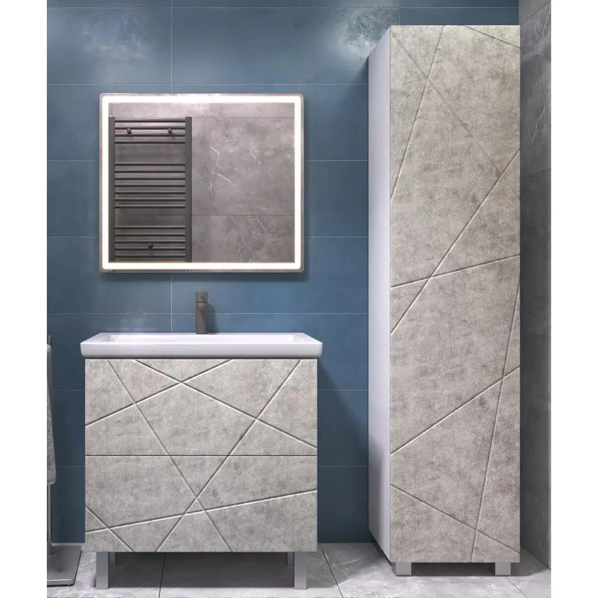 Тумба с раковиной напольная VIGO Geometry 025 бетон, 80 см