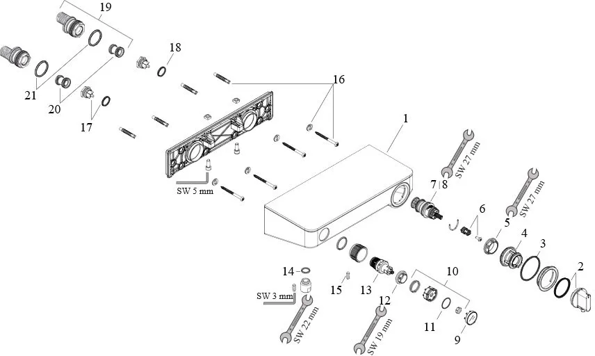 Термостат Hansgrohe Ecostat Select для душа с кнопками управления бел/хром (13171400)