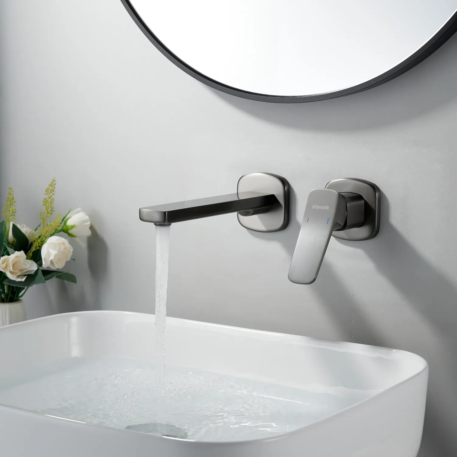 Смеситель для раковины встраиваемый Shevanik S9941T, оружейная сталь