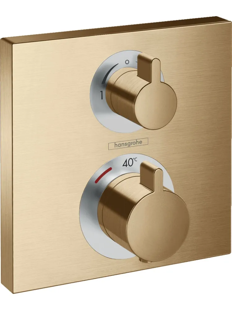 15714140S Set HG Ecostat Square термостатический смеситель для душа (15714140+01800180) шлиф.бронза