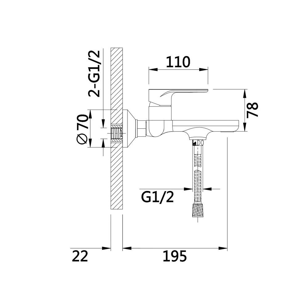 Смеситель для ванны D-Lin D130377, хром
