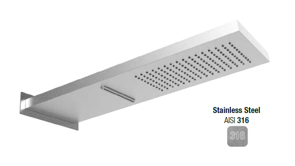 Верхний душ Almar Wall Mounted head showers, 537х165, AISI 316 (E044199.316)