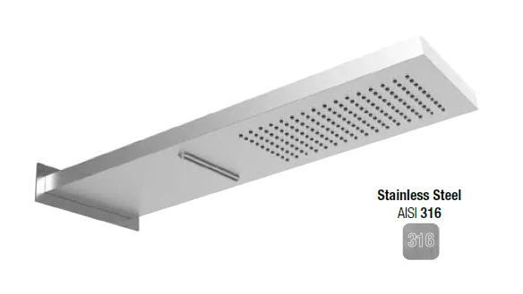 Верхний душ Almar Wall Mounted head showers, 537х165, AISI 316 (E044199.316)