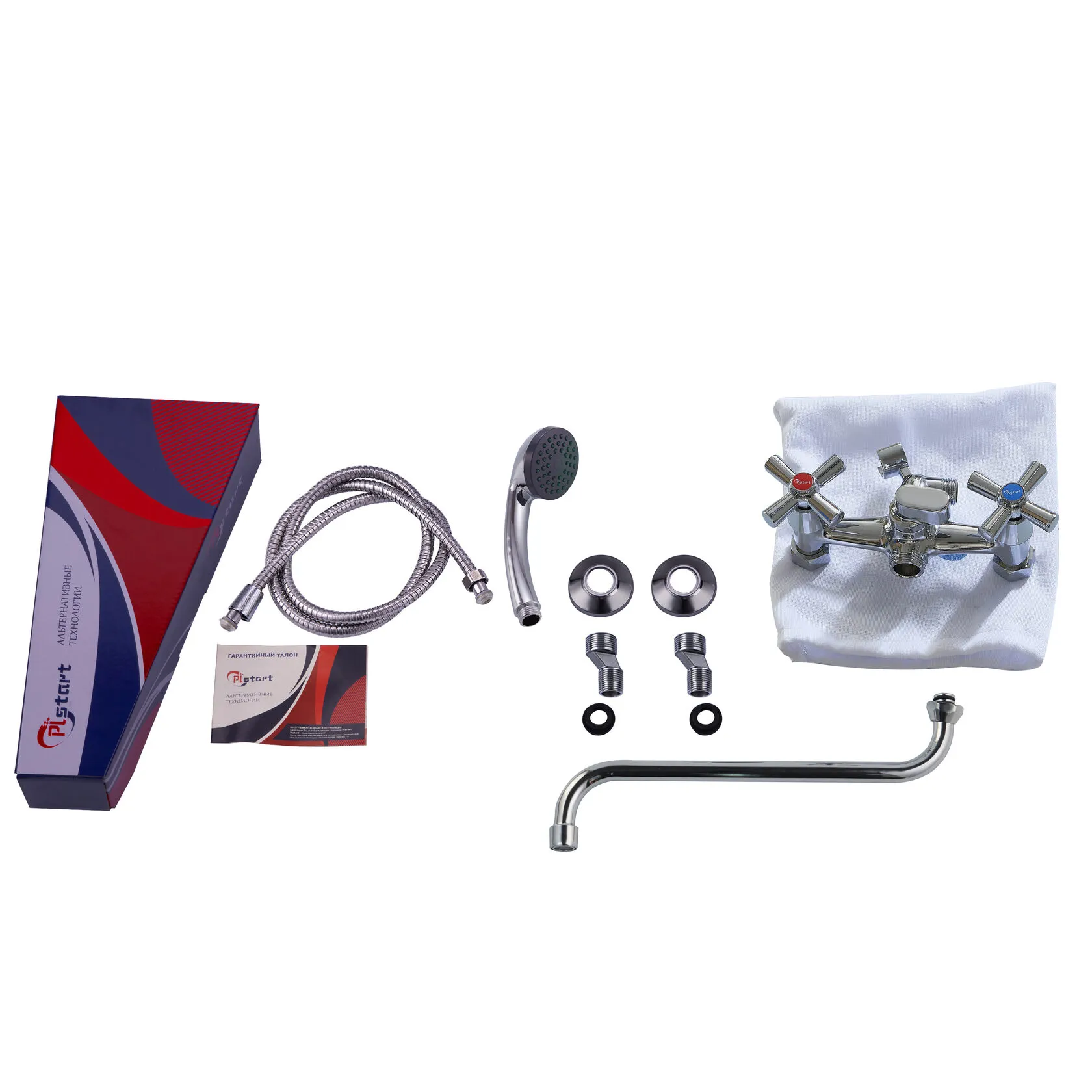 Смеситель ванно-душевой Plstart с душевым гарнитуром хром (PD22313)