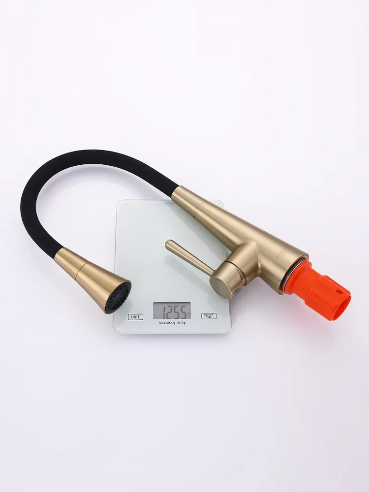 Смеситель для кухни с гибким изливом и режимом душ Prohanss P02.4406.03, золотой сатин