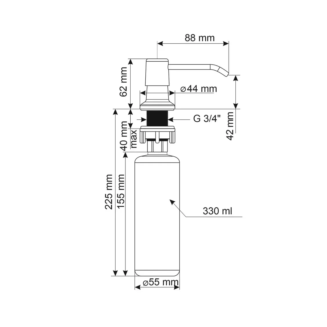 Дозатор для моющего средства Ulgran Quartz UQ-01-09, асфальт