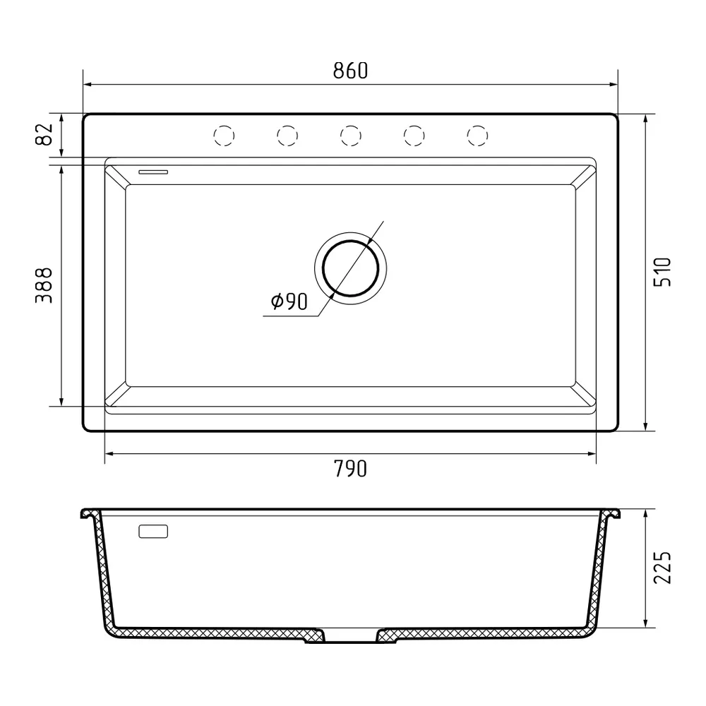 Кухонная мойка Rivelato FONDE FN-8638, черный