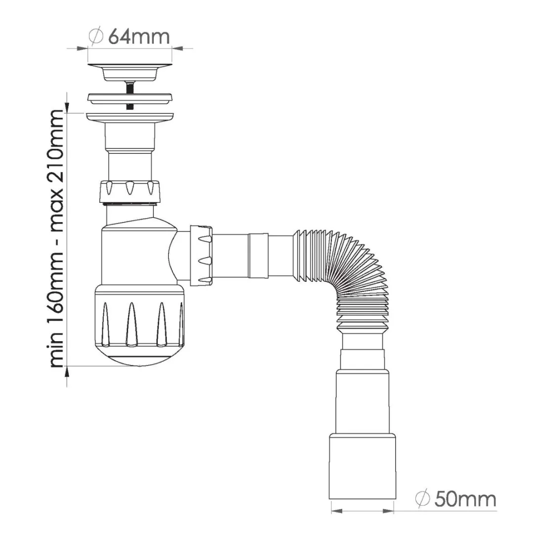Сифон для умывальника Nova, NV1050