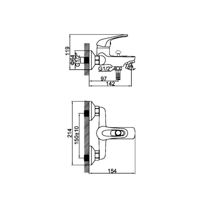 Смеситель для ванны D-Lin D130410, хром
