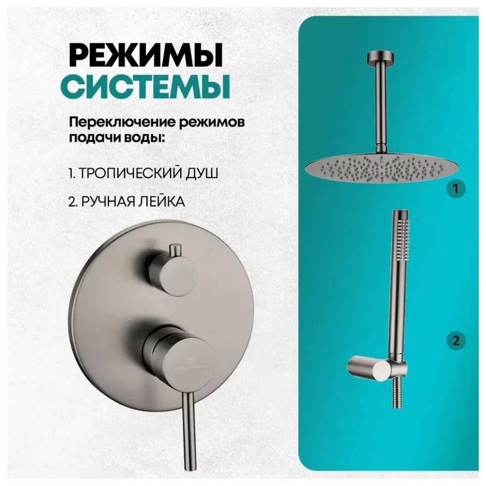 Душевая система встраиваемая (без излива) Grocenberg GB5099BG-4, графит