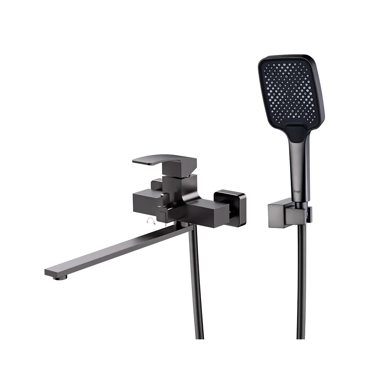 Смеситель Raglo для ванны и душа универсальный поворотный излив 35 см, графит (R01.22.09)