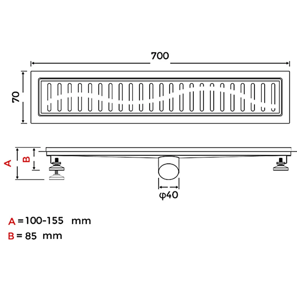 Душевой лоток GAPPO G87007-39, оружейная сталь