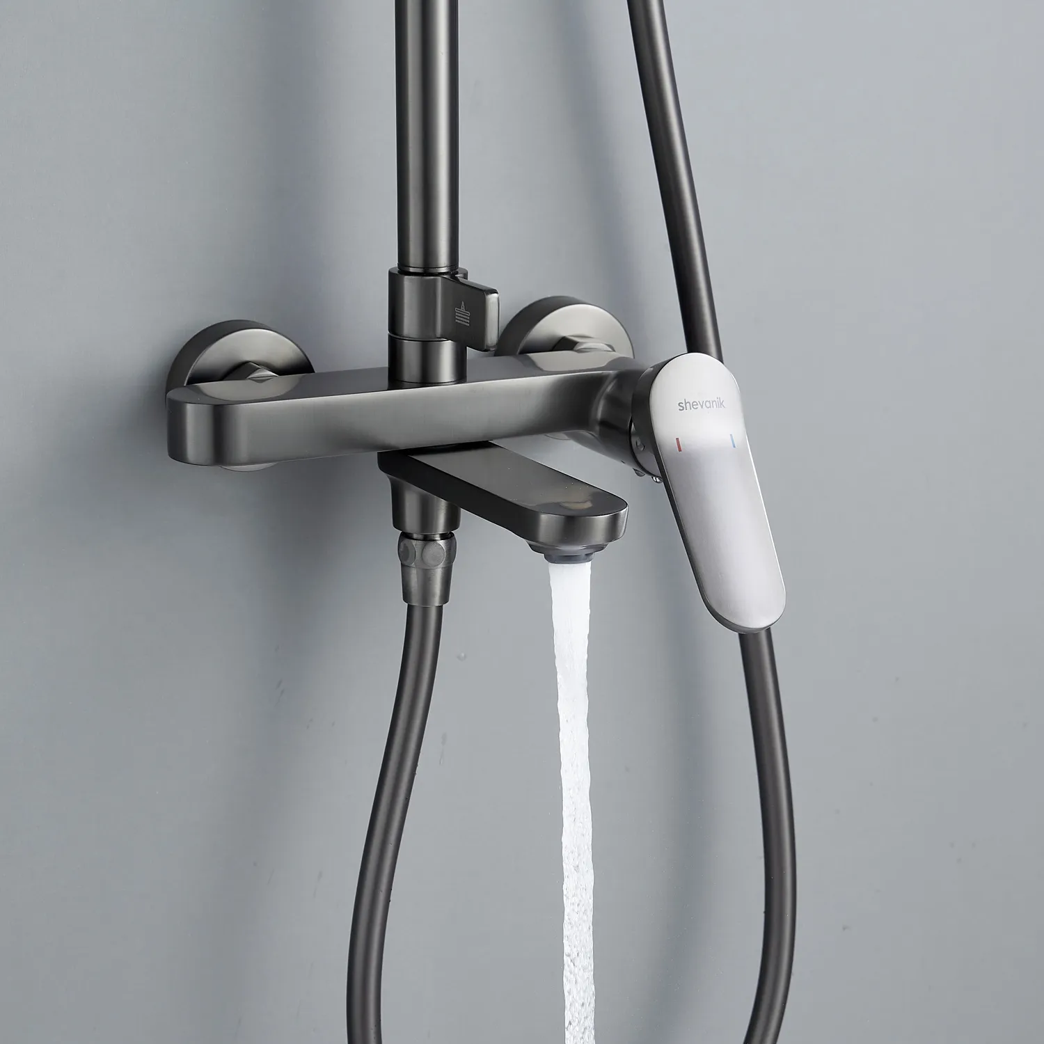Душевая система Shevanik S4336T, оружейная сталь
