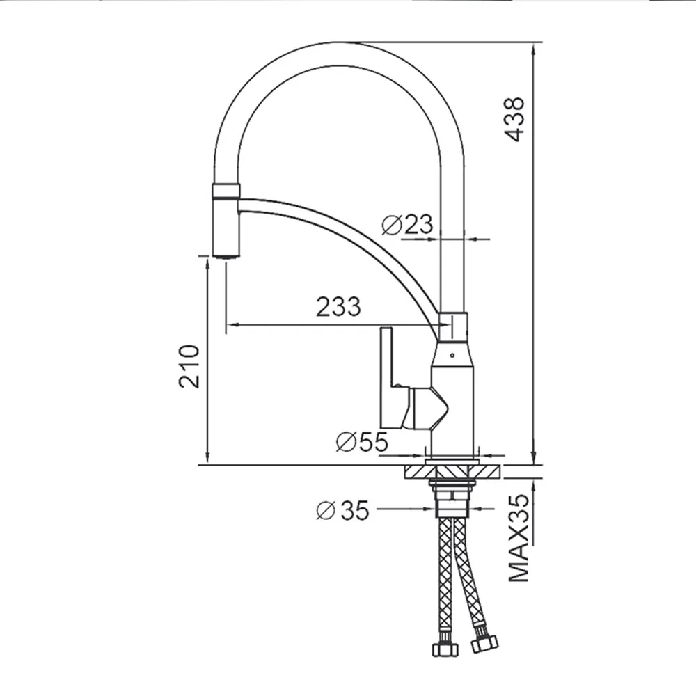 Смеситель для кухни с гибким изливом FRAP F4552, хром