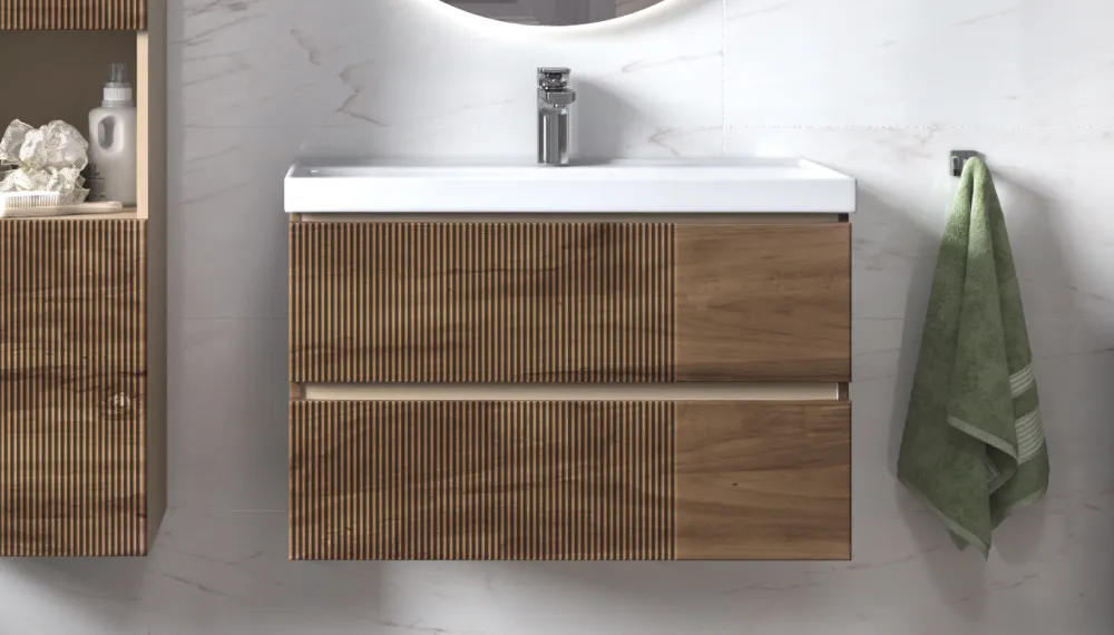 Тумба под раковину Velvex Mondi 800-0-2 (Madera Classica Slim) навесная акация темная (308 акация темная)