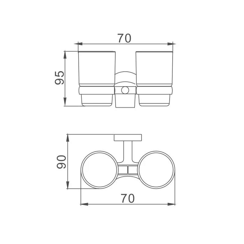 Стакан для ванной комнаты двойной D-Lin D212111, черный