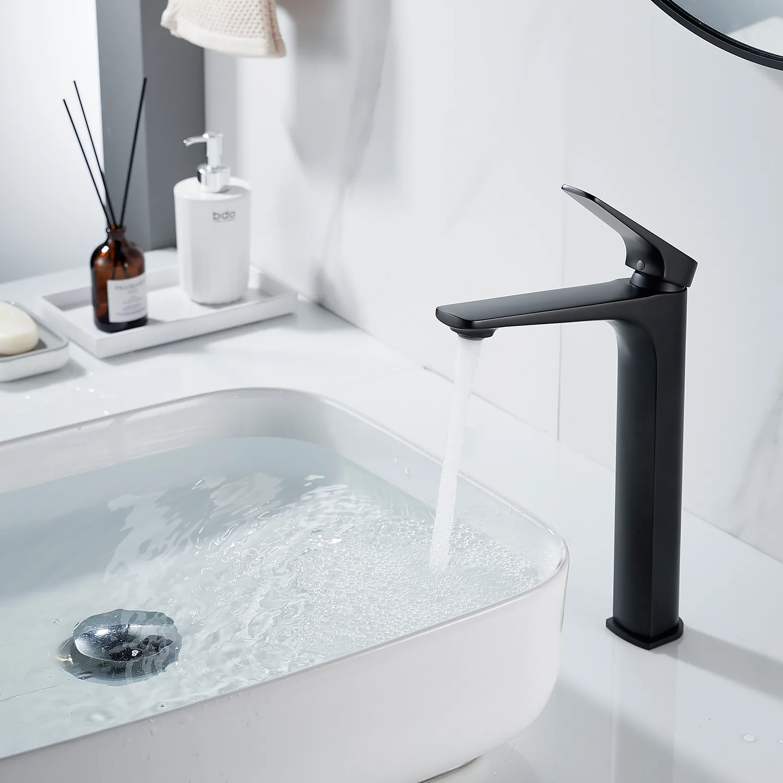 Смеситель для раковины высокий Shevanik S4211H, черный