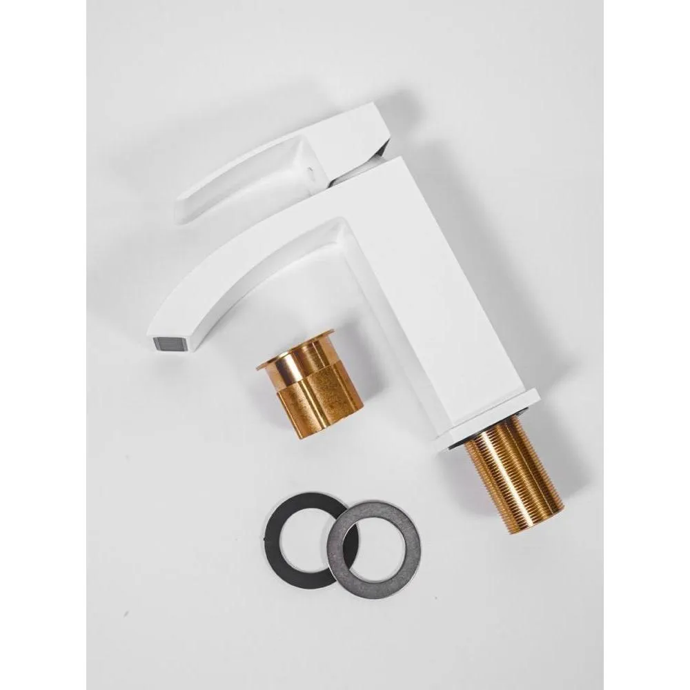 Смеситель для раковины Hansberge H1077W, белый/хром