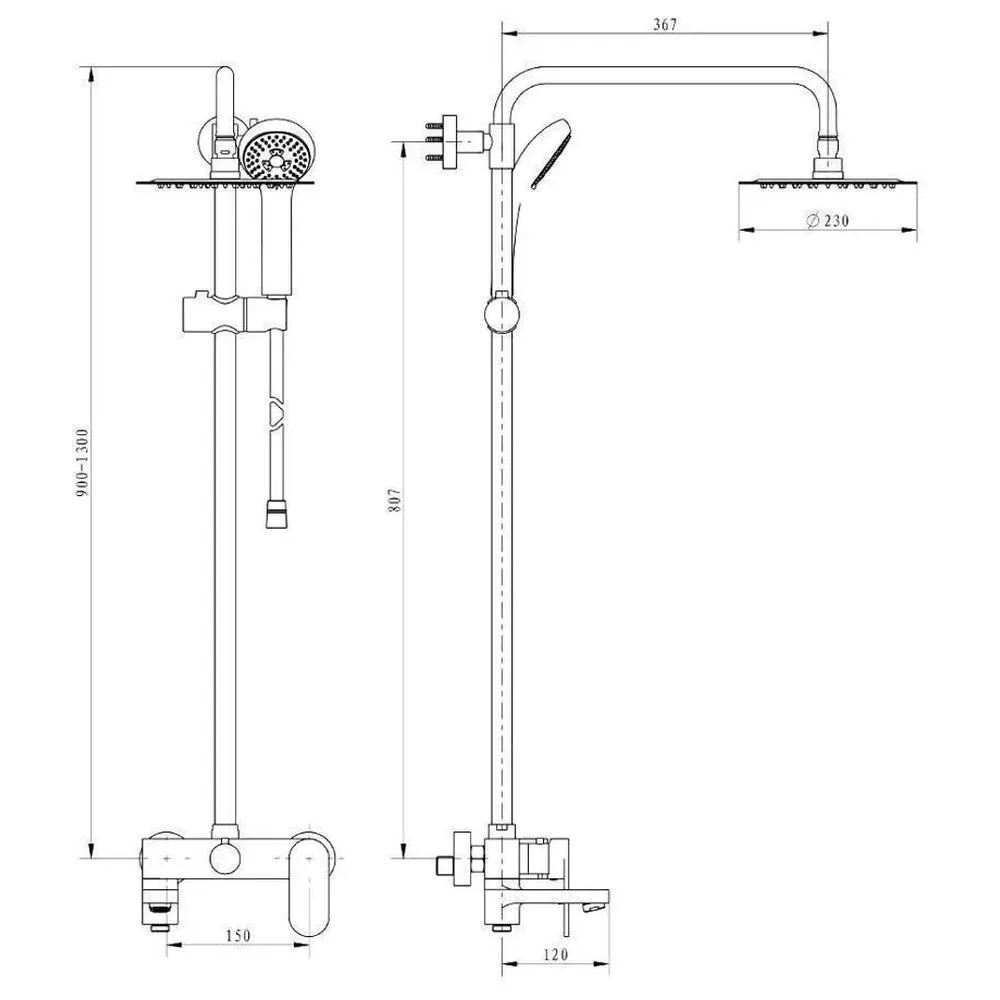 Душевая система Hansberge H5033W, белый/хром